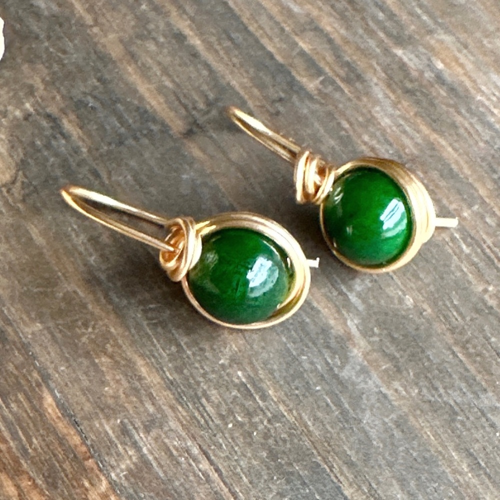 Imperial jade drops dangle earrings/wealth and good luck earrings - Picture 2 of 6